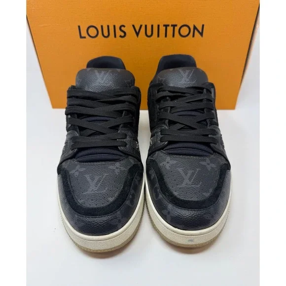 Louis Vuitton Trainer Sneaker Black Monogram Size 8 US 7 LV